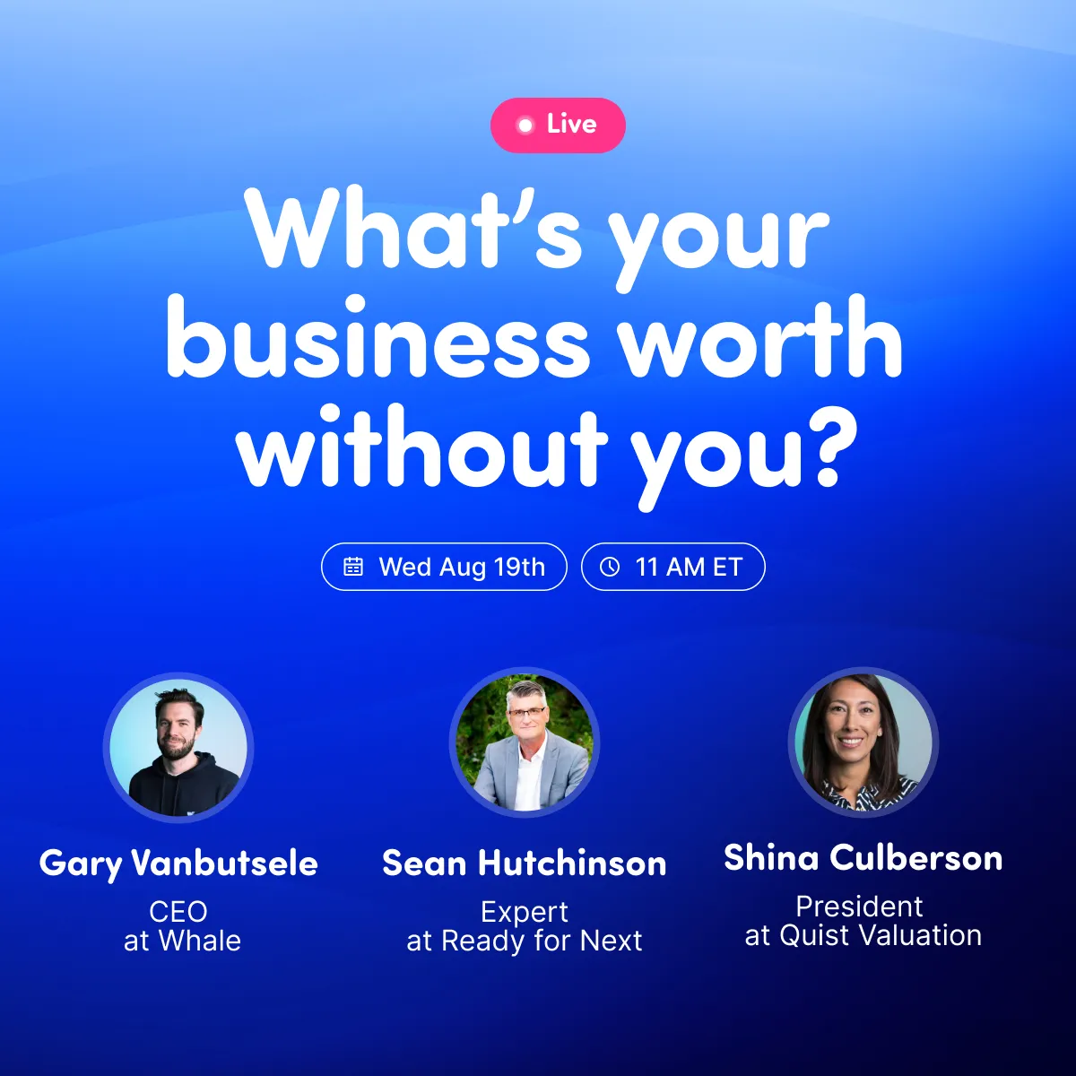 Webinar cover: Panel: what is your business really worth without you?