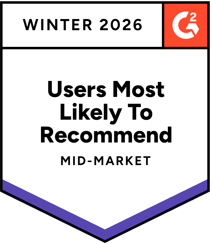 G2 badge for Whale: Users Most Likely to Recommend, Standard Operating Procedures, Mid-Market