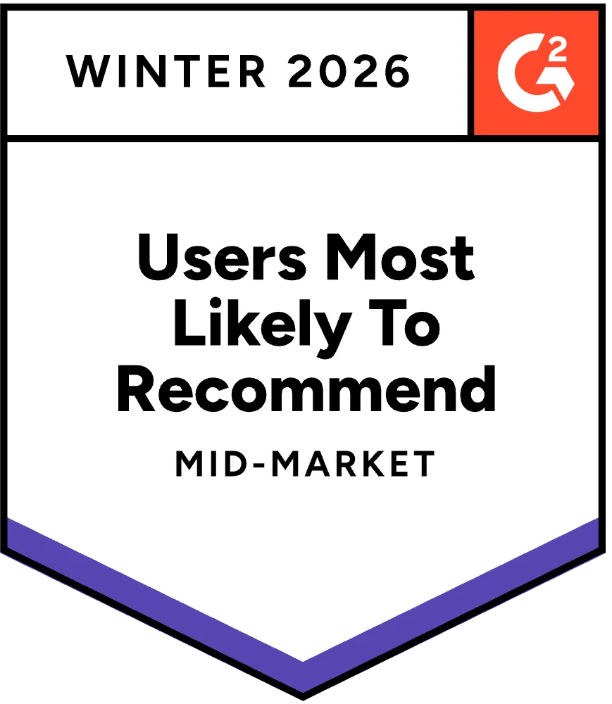 G2 badge for Whale: Users Most Likely to Recommend, Standard Operating Procedures, Mid-Market