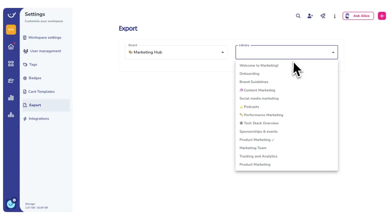 Export in Whale