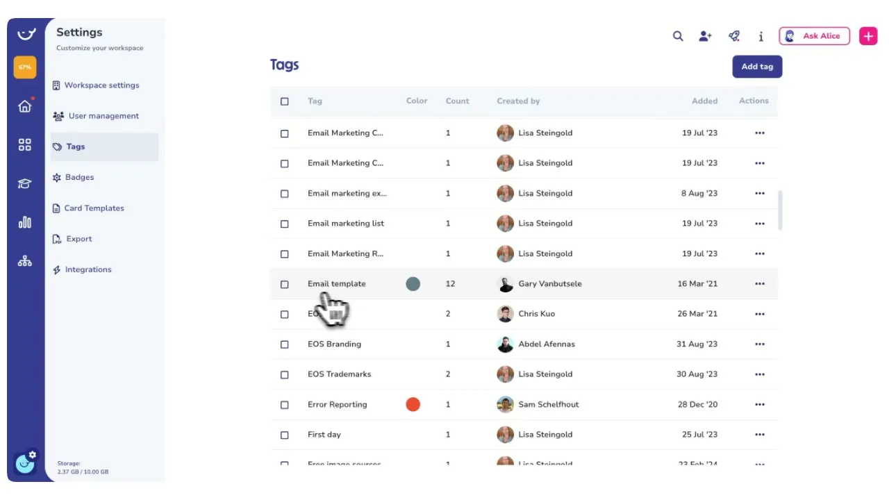 Tag Management in Whale