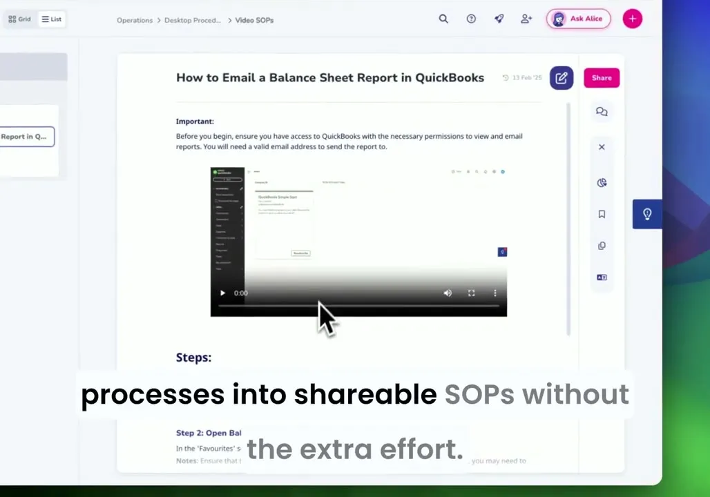 Video to SOP in Whale
