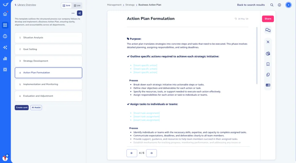 Action Plan Template in Whale