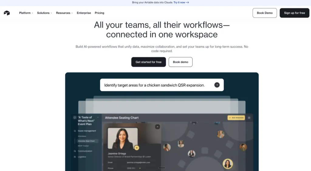 Airtable database-style project management interface