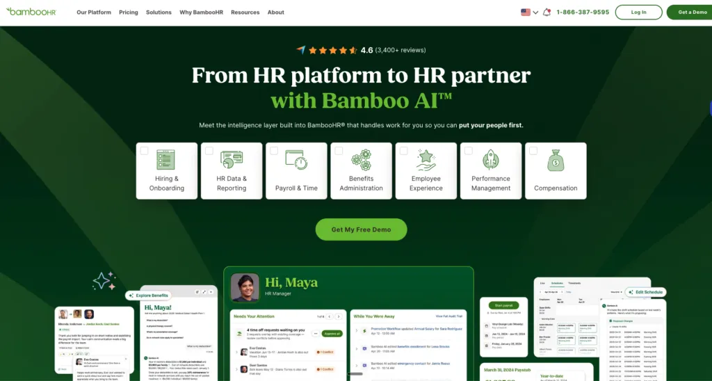 BambooHR showing centralised employee records and automated onboarding workflows