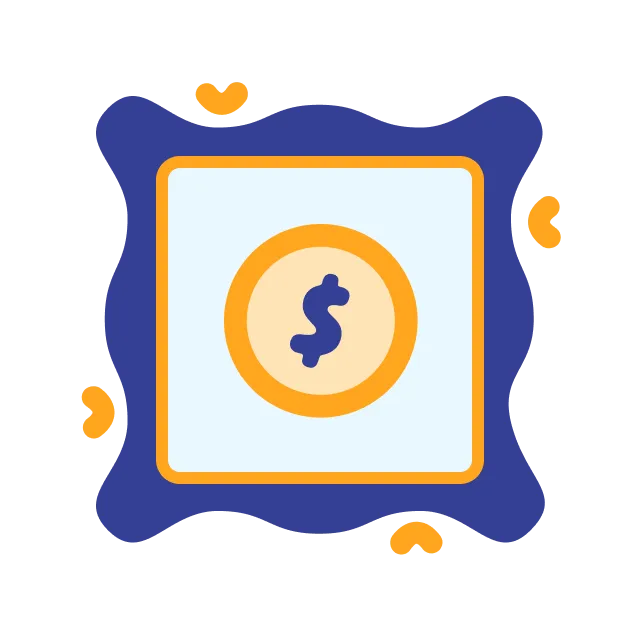 A stylized illustration of a gold coin with a dollar sign in the center, surrounded by a blue and orange decorative border, symbolizing robust onboarding processes.