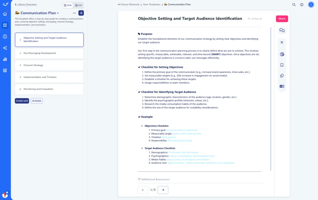Communication Plan Template in Whale