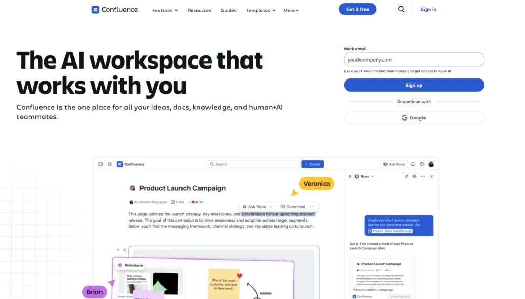 Confluence showing team spaces, pages and collaborative editing used as a documentation-led intranet