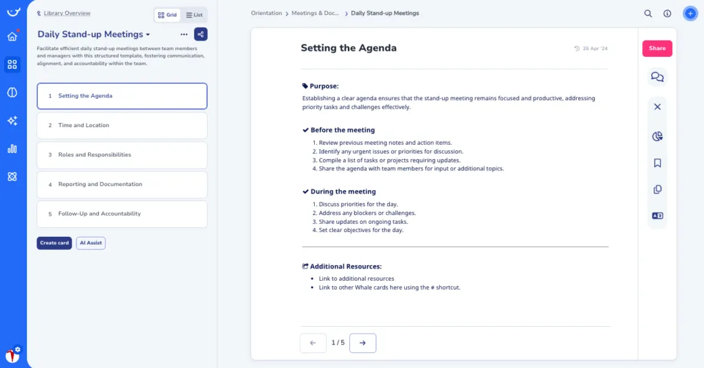 Daily Standup Meeting Template in Whale