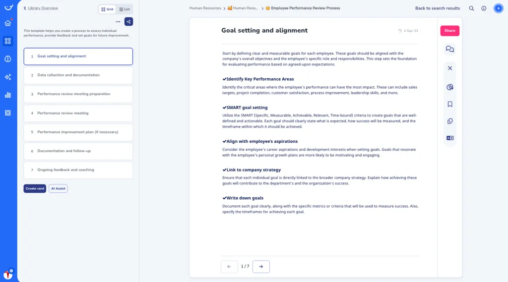 Employee Goal Setting Template in Whale