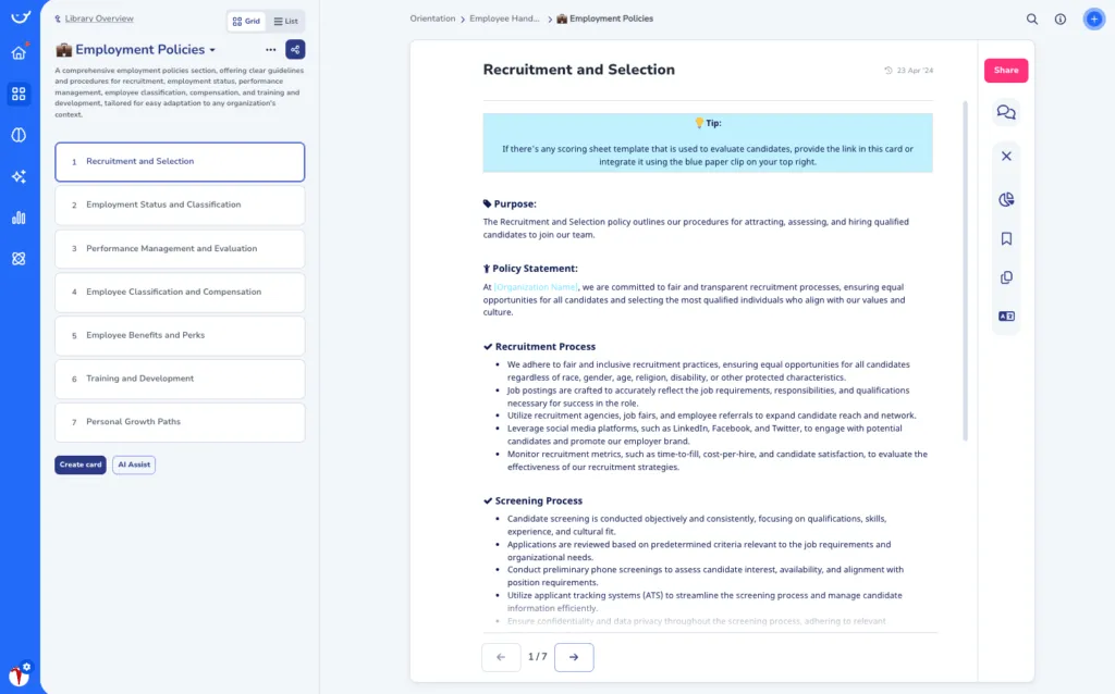 Employee Handbook Template in Whale