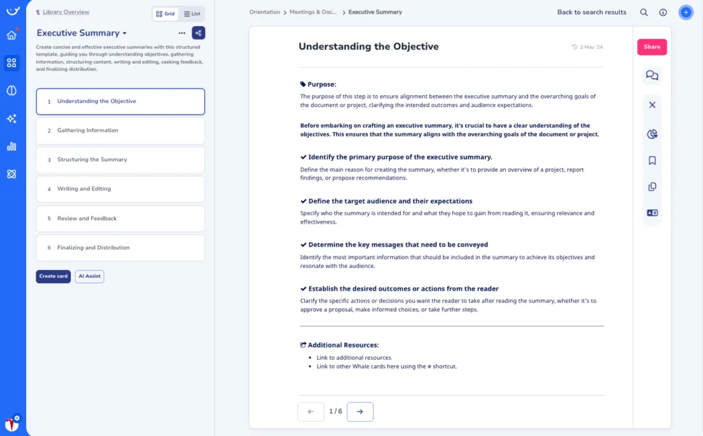 Executive Summary Template in Whale