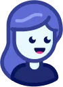 Illustration of a person with long purple hair and a blue shirt, smiling, capturing the joy of successful onboarding.