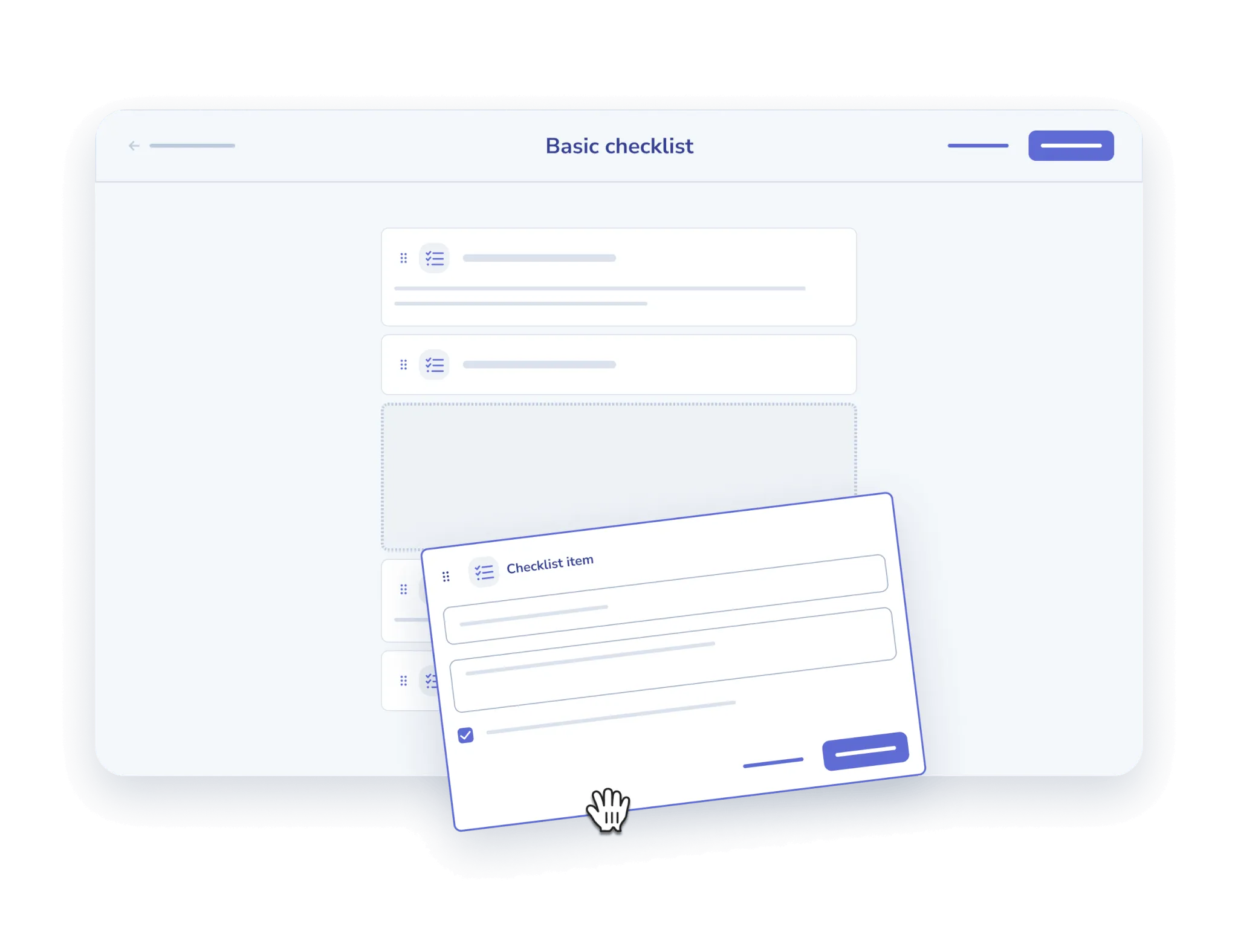 Building a basic checklist in Whale, with one checklist item open for editing