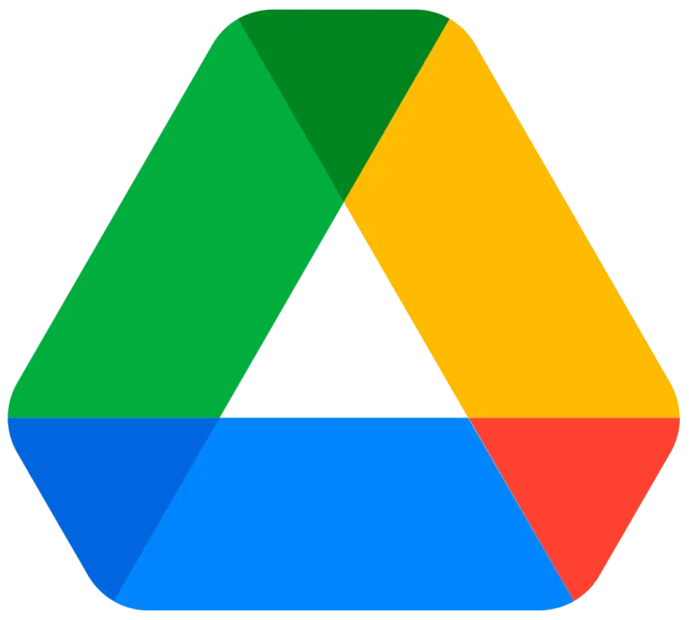 Google Drive logo: a triangular shape composed of three colored segments—green, yellow, and blue with a small red edge—ideal for streamlining process documentation and employee training.