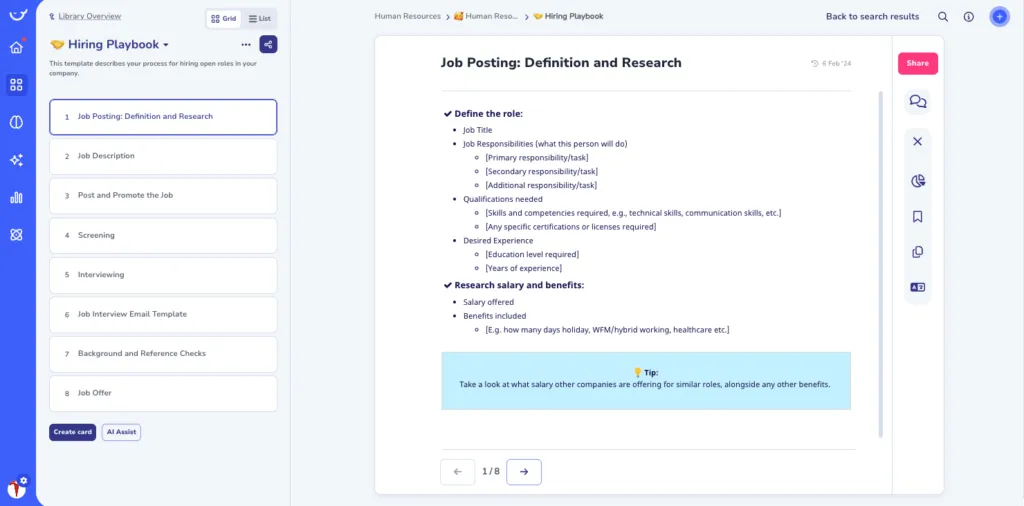 Hiring Process Template on Whale