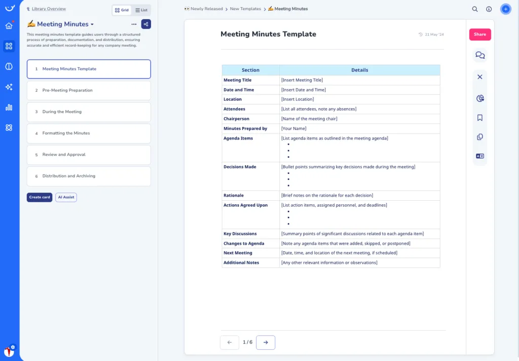 Meeting Minutes Templates in Whale