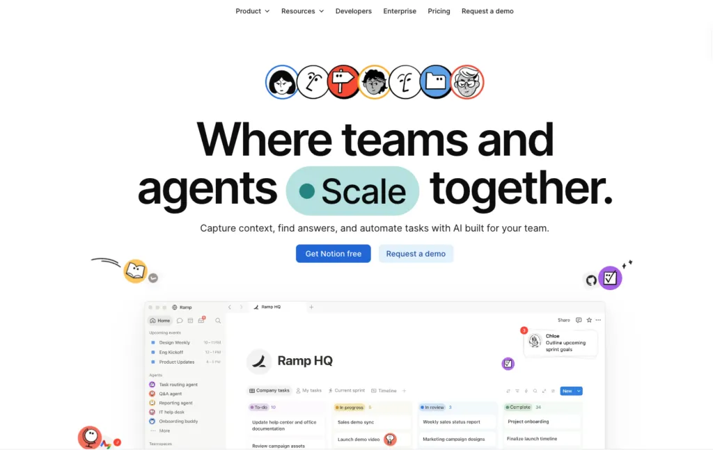 Notion workspace used as a ClickUp alternative for docs and light project management
