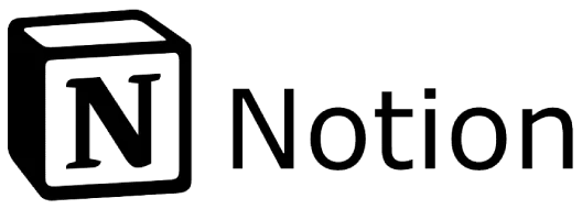Logo of Notion, featuring a stylized black and white letter "N" inside a 3D cube shape, followed by the word "Notion" in a clean, sans-serif font—perfect for streamlining process documentation and employee training.
