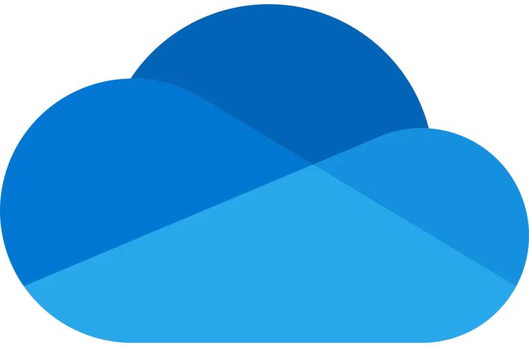 Microsoft OneDrive logo featuring overlapping azure and blue cloud shapes is perfect for seamlessly integrating into process documentation or enhancing employee training during onboarding.