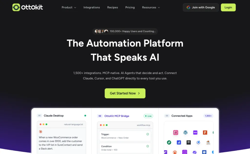 OttoKit, formerly OttoKit, showing no-code automation between connected apps