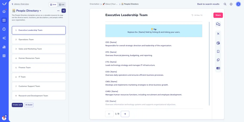 People Directory Template in Whale