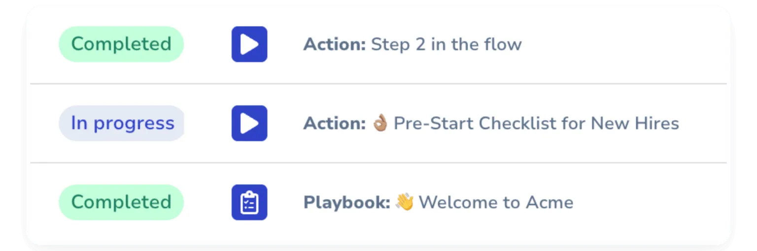 A training flow in Whale with each step marked Completed or In progress
