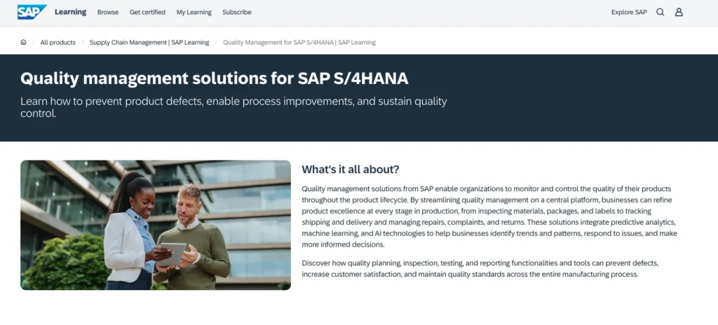 SAP Quality Management showing the quality module inside the wider SAP ERP suite