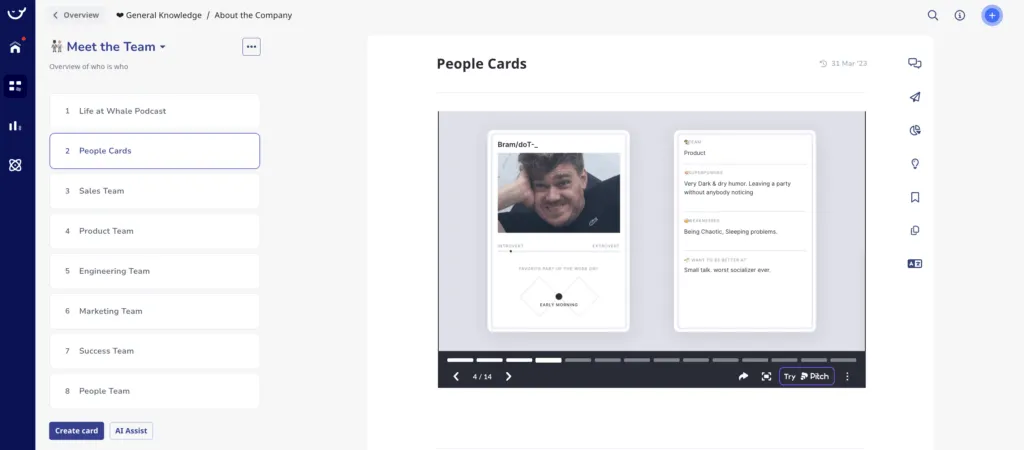 People directory on Whale