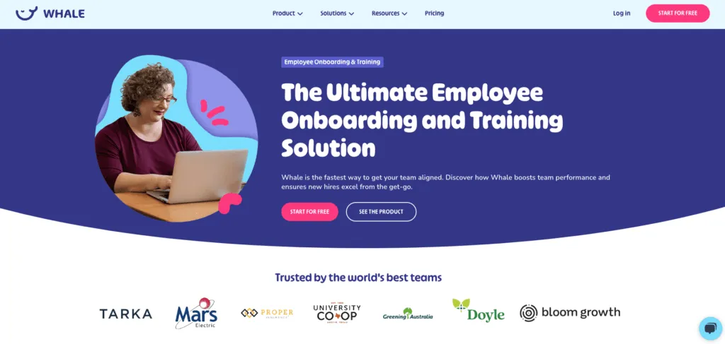 Whale employee training software screenshot