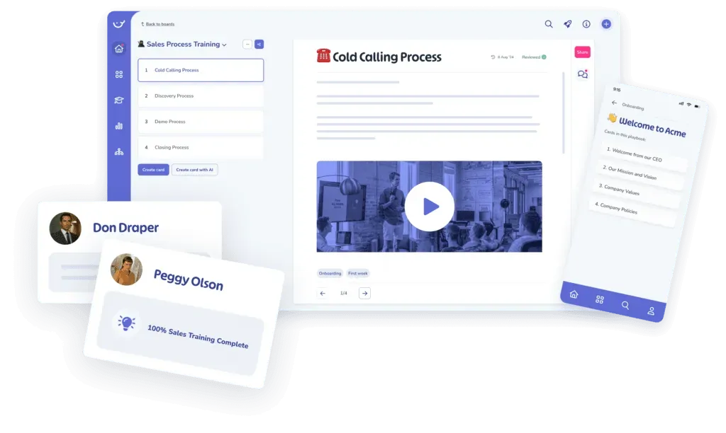 Whale showing checklists and templates used to manage quality processes and employee compliance