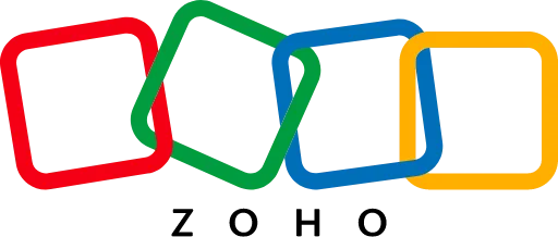 Four overlapping, tilted squares in red, green, blue, and yellow symbolize an efficient employee training process.