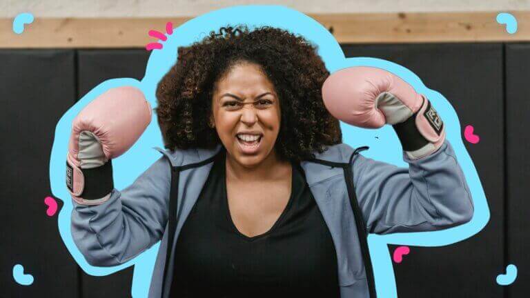 Lady with boxing gloves