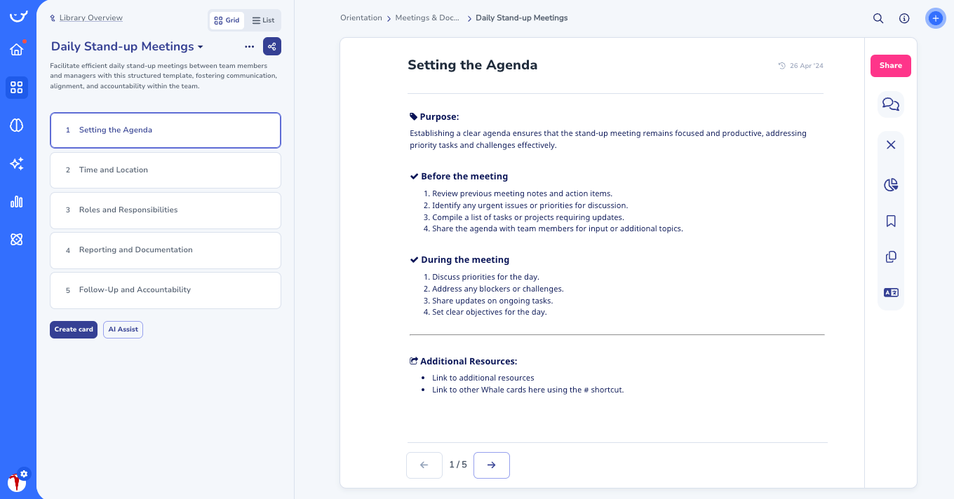 Daily Standup Meeting Template in Whale