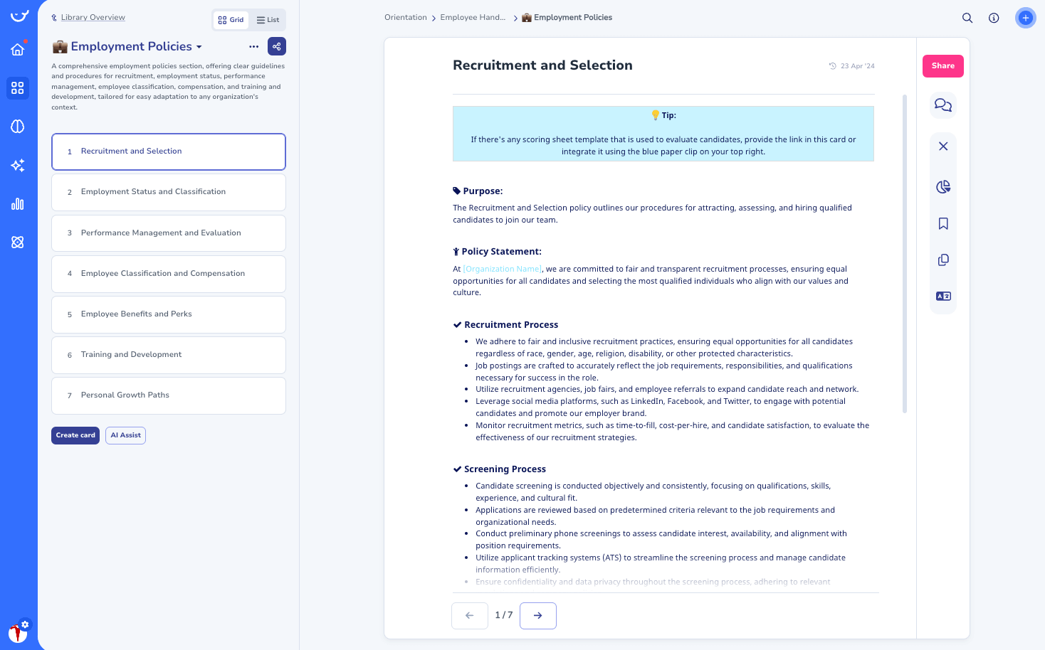 Employee Handbook Template in Whale