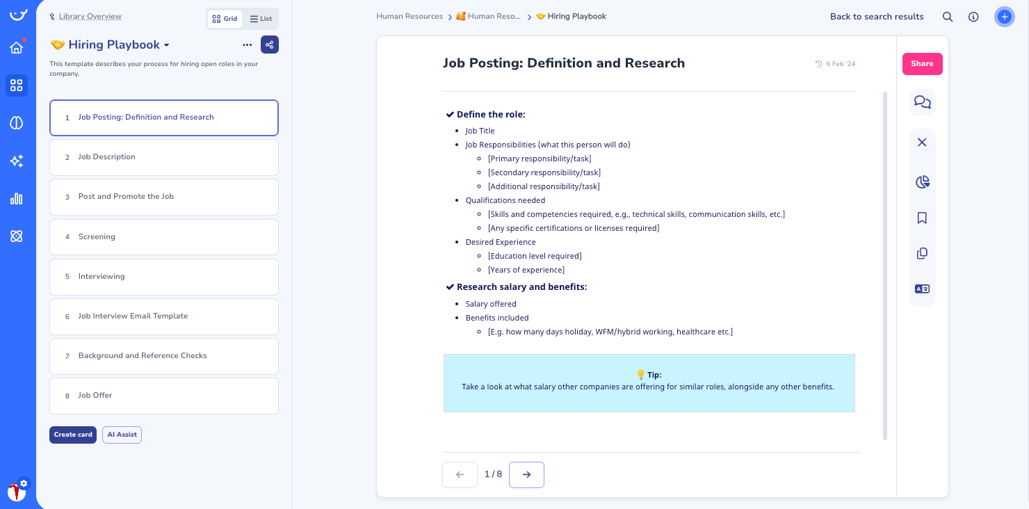 Hiring Process Template on Whale