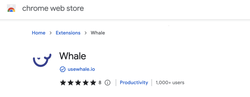 Whale chrome extension