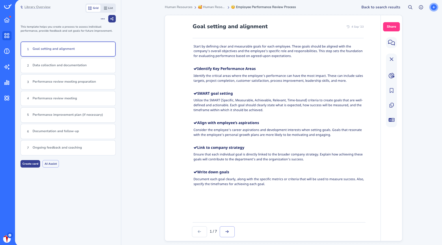 Employee Goal Setting Template in Whale