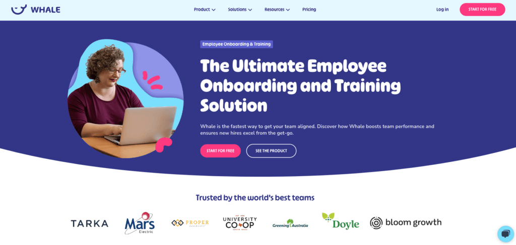 Whale employee training software screenshot