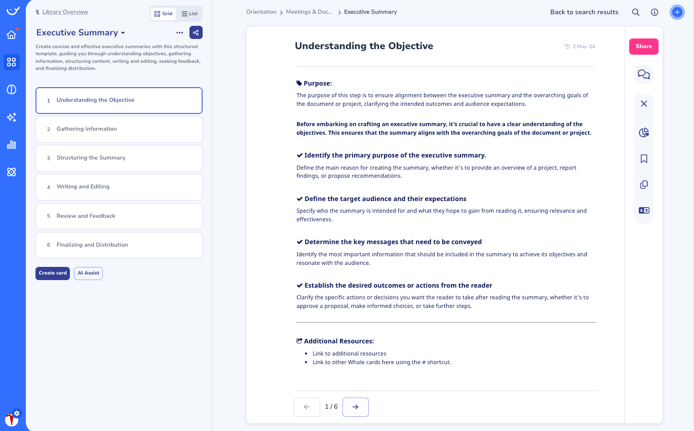 Executive Summary Template in Whale