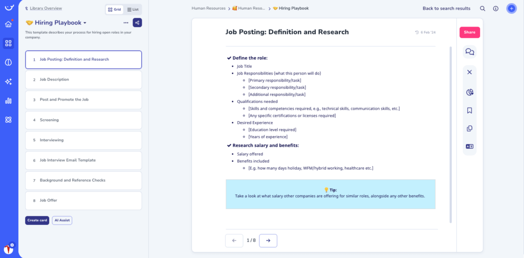 Hiring Process Template on Whale