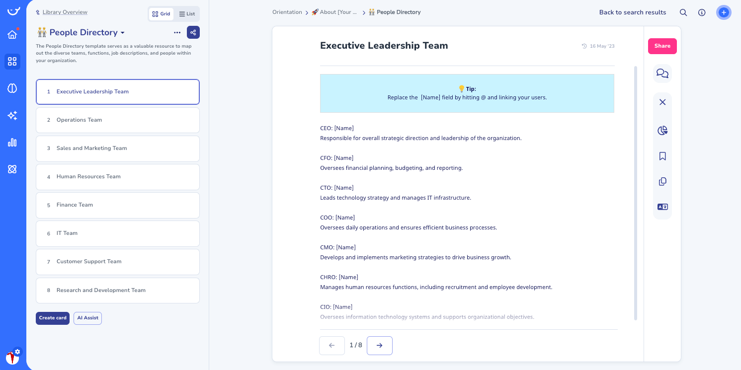 People Directory Template in Whale