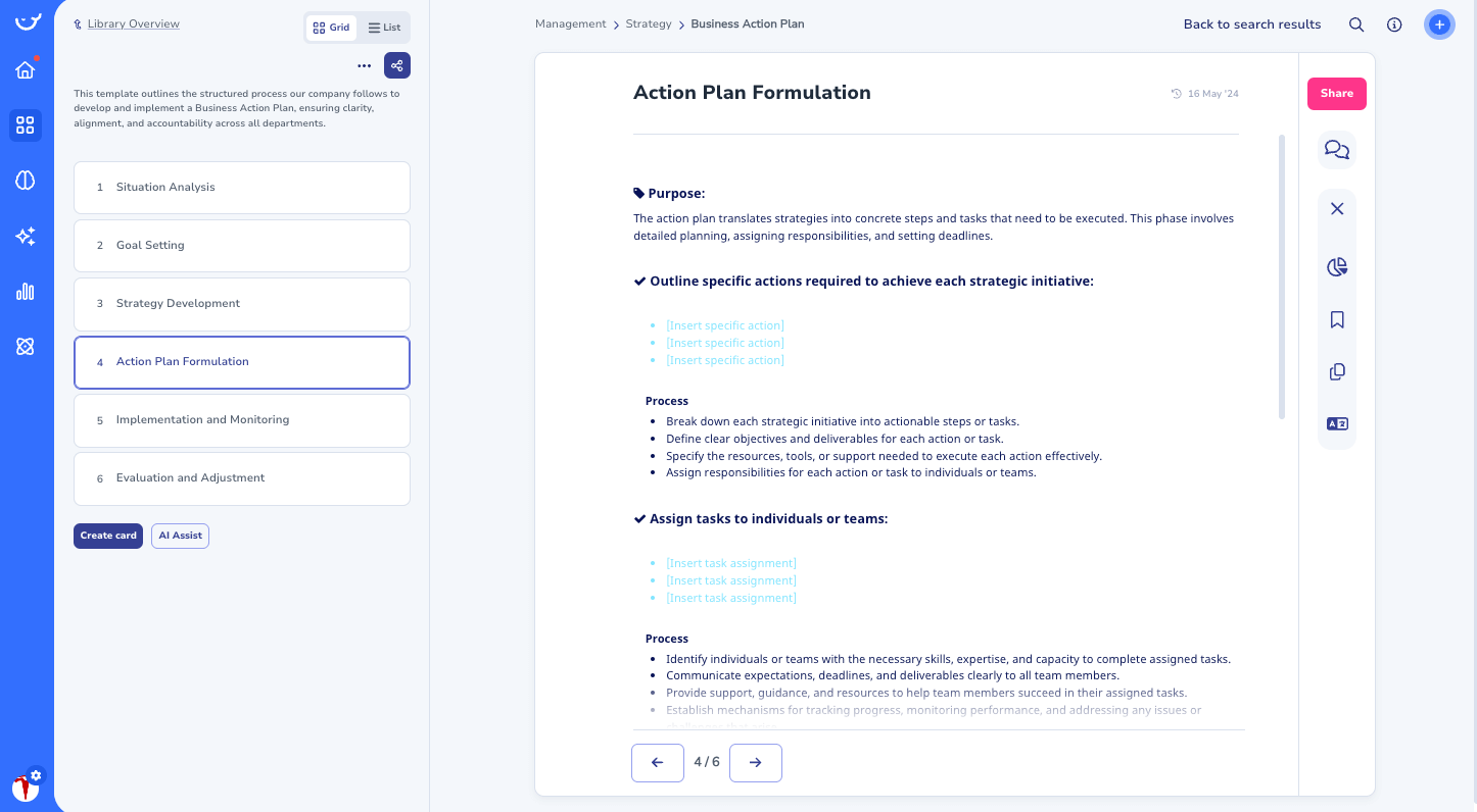 Action Plan Template in Whale