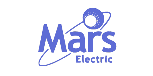 Logo of Mars Electric featuring the word 'Mars' with an orbital ring and planet design above it, and the word 'Electric' beneath.