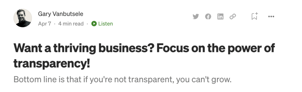 A tweet that says, IDS can foster a thinking business focus on the power of transparency.