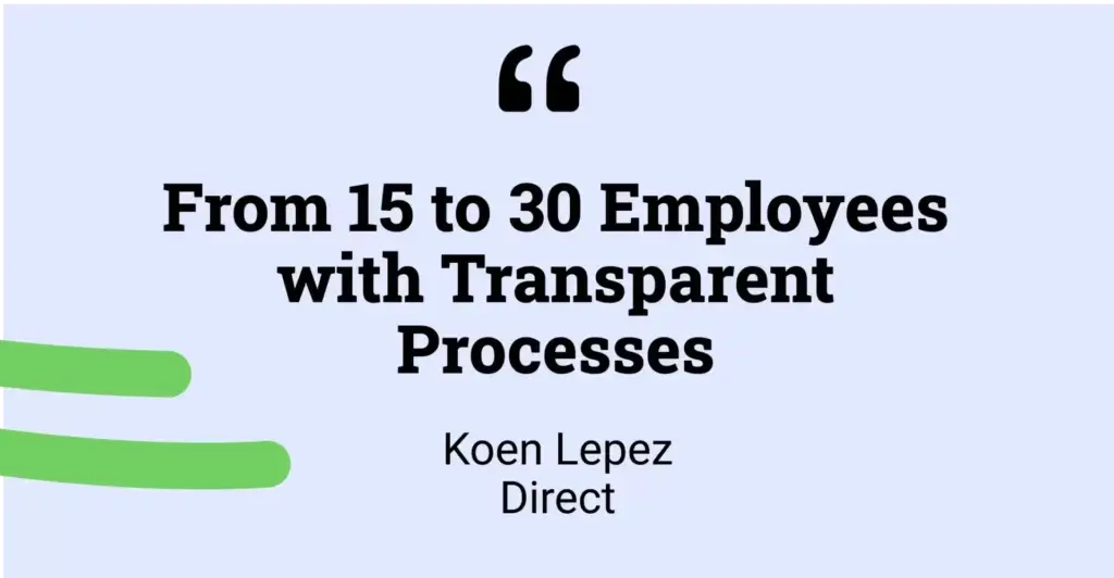 From 15 to 3 employees with transparent processes.