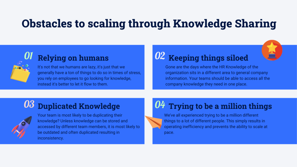 Obstacles to scaling through knowledge sharing