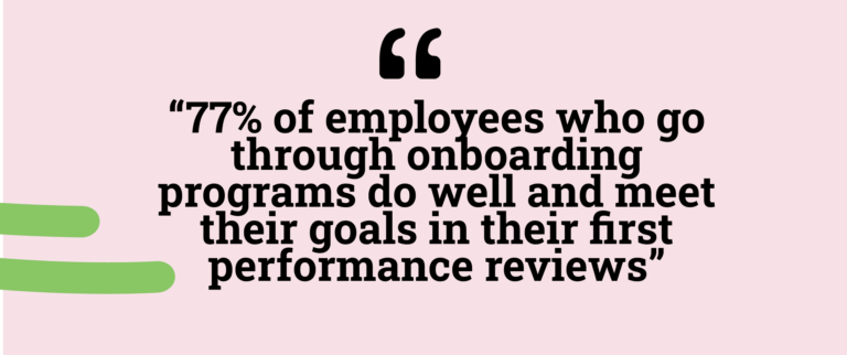 77% of top-rated talent who go through onboarding programs and meet their goals in their first performance reviews.