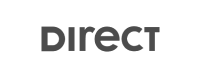 The direct logo showcasing knowledge and processes on a white background.