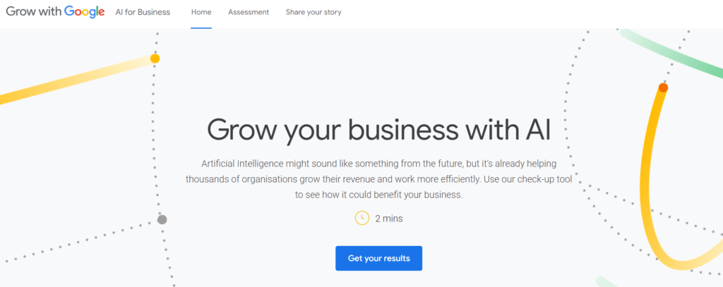 A google page with the words "grow your business" that provides knowledge about AI.